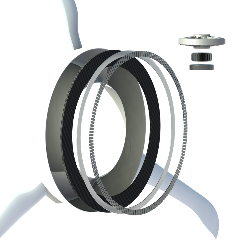 The rings of the WhisperRing hub, drawn apart